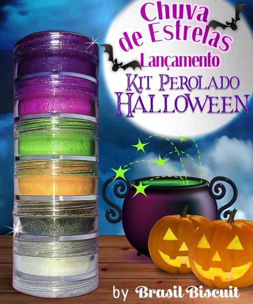 Pó Mágico Chuva de Estrelas Kit Perolado Halloween