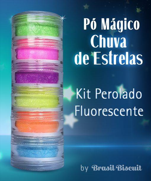 Pó Mágico Chuva de Estrelas Kit Perolado Fluorescente