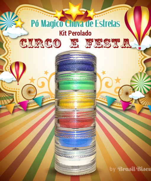 Pó Mágico Chuva de Estrelas Kit Perolado Circo e Festa