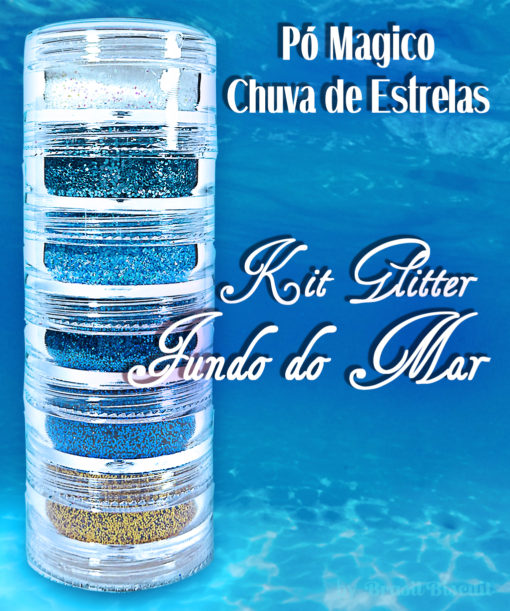 Pó Mágico Chuva de Estrelas Kit Glitter Fundo do Mar