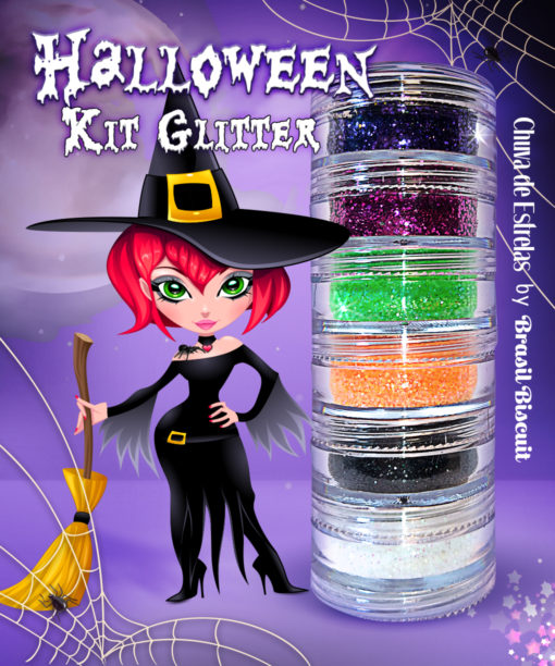 Pó Mágico Chuva de Estrelas Kit Glitter Halloween