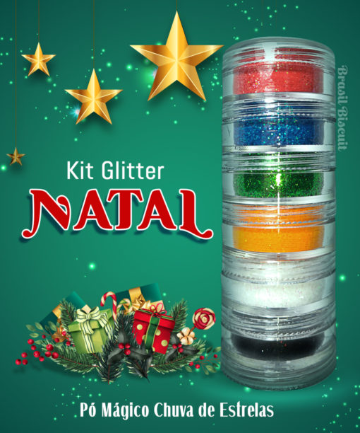 Pó Mágivco Chuva de Estrelas Kit Glitter Natal