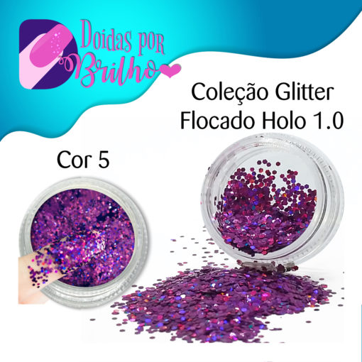 Doidas por Brilho Coleção Glitter Flocado Holo 1.0 - Cor 5