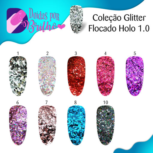 Doidas por Brilho Coleção Glitter Flocado Holo 1.0 - Cores