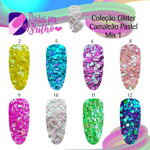 Doidas por Brilho Coleção Camaleão Pastel Mix 1 - Cores