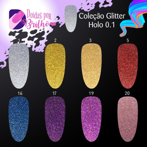 Doidas Por Brilho Coleção Glitter Holo 0.1 - Cores