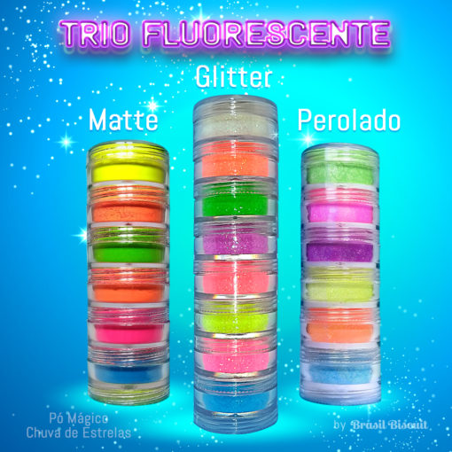 Pó Mágico Chuva de Estrelas Trio de Kits Fluorescente