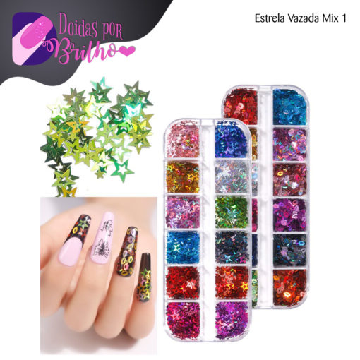 Caixa de Glitter Multicor Estrela Vazada Mix 1