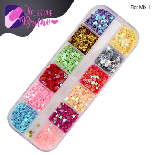 Caixa de Glitter Multicor Flor Mix 1