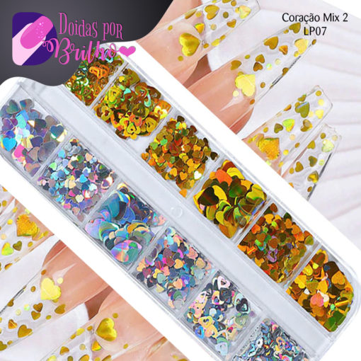 Caixa de Glitter Multicor Coração Mix 2