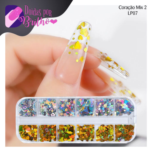 Caixa de Glitter Multicor Coração Mix 2