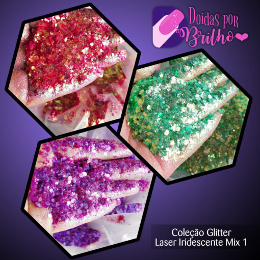 Doidas por Brilho Coleção Glitter Iridescente Laser Mix 1 - 4