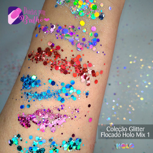 Doidas por Brilho Coleção Glitter Flocado Holo Mix 1 - 5