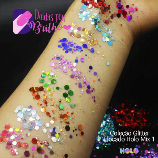 Doidas por Brilho Coleção Glitter Flocado Holo Mix 1 - 6