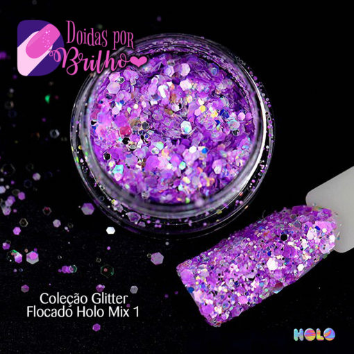 Doidas por Brilho Coleção Glitter Flocado Holo Mix 1 - 1