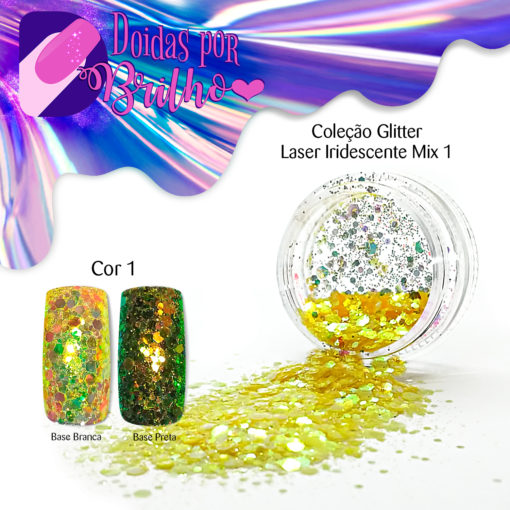 Doidas por Brilho Coleção Glitter Iridescente Laser Mix 1 - Cor 1