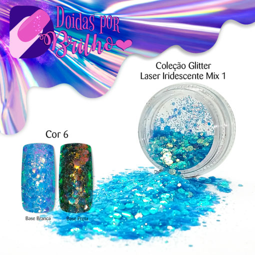 Doidas por Brilho Coleção Glitter Iridescente Laser Mix 1 - Cor 6