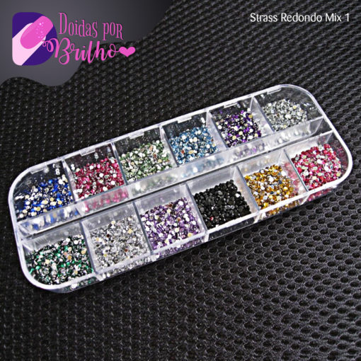 Caixa de Strass Multicor Redondo Mix 1